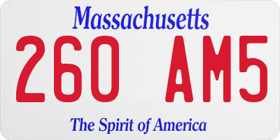MA license plate 260AM5