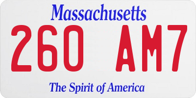 MA license plate 260AM7