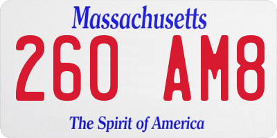 MA license plate 260AM8