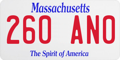 MA license plate 260AN0