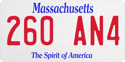 MA license plate 260AN4