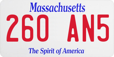 MA license plate 260AN5