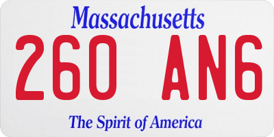 MA license plate 260AN6