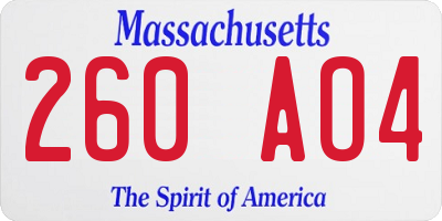 MA license plate 260AO4