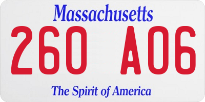 MA license plate 260AO6