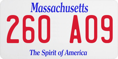 MA license plate 260AO9