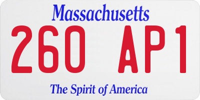 MA license plate 260AP1