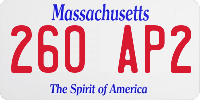 MA license plate 260AP2