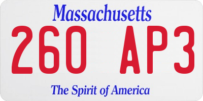 MA license plate 260AP3