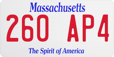 MA license plate 260AP4