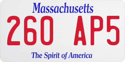 MA license plate 260AP5
