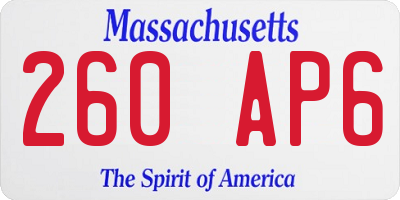 MA license plate 260AP6