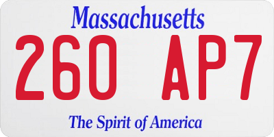 MA license plate 260AP7