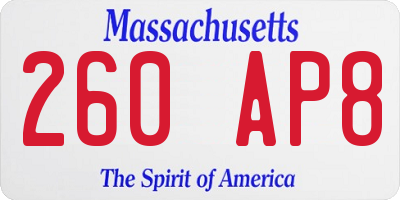 MA license plate 260AP8
