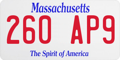 MA license plate 260AP9