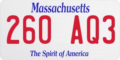 MA license plate 260AQ3
