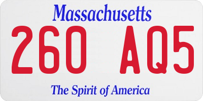 MA license plate 260AQ5