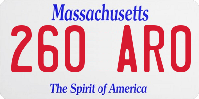 MA license plate 260AR0