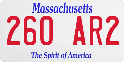 MA license plate 260AR2