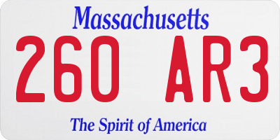 MA license plate 260AR3