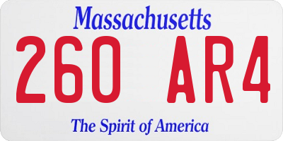 MA license plate 260AR4