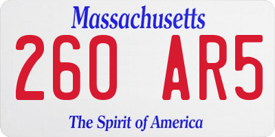 MA license plate 260AR5