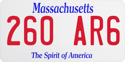 MA license plate 260AR6