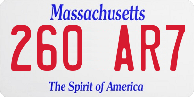 MA license plate 260AR7