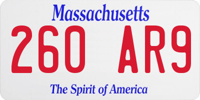 MA license plate 260AR9