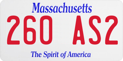 MA license plate 260AS2