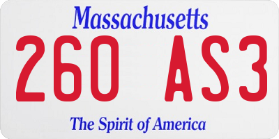 MA license plate 260AS3