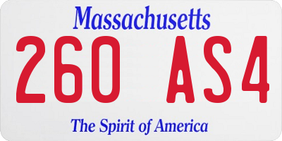 MA license plate 260AS4