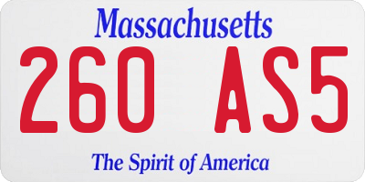 MA license plate 260AS5
