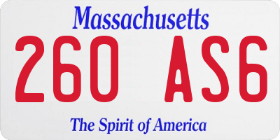 MA license plate 260AS6