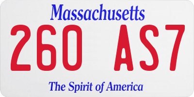 MA license plate 260AS7
