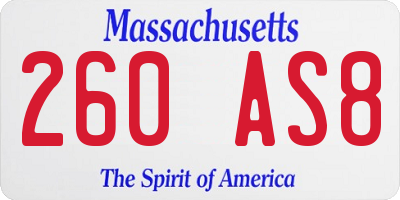 MA license plate 260AS8