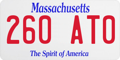 MA license plate 260AT0