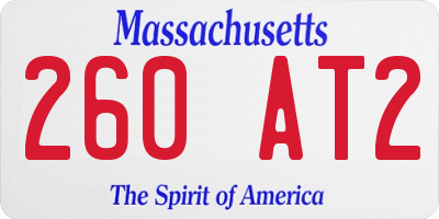 MA license plate 260AT2