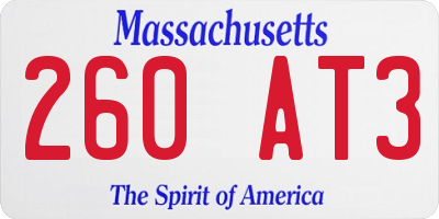 MA license plate 260AT3