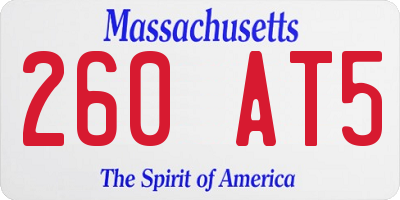 MA license plate 260AT5
