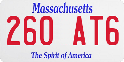 MA license plate 260AT6