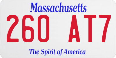 MA license plate 260AT7