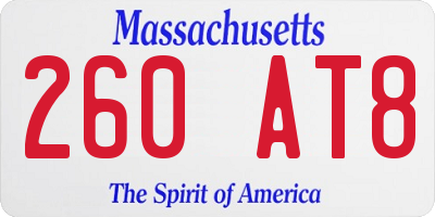 MA license plate 260AT8
