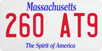 MA license plate 260AT9