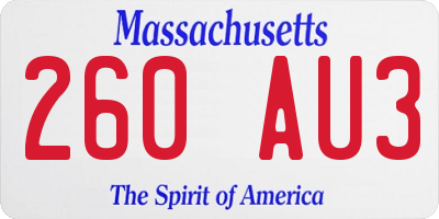 MA license plate 260AU3