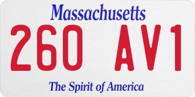 MA license plate 260AV1