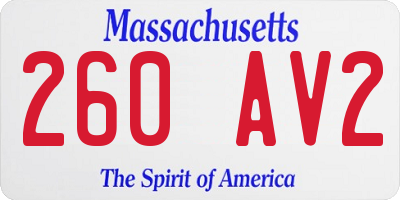 MA license plate 260AV2