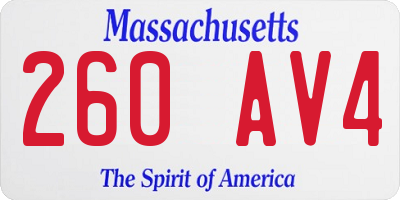 MA license plate 260AV4
