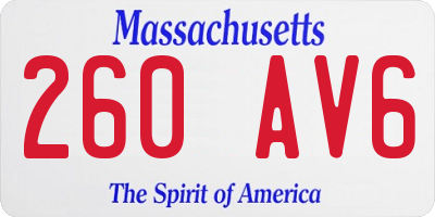 MA license plate 260AV6