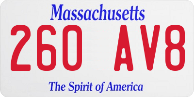MA license plate 260AV8